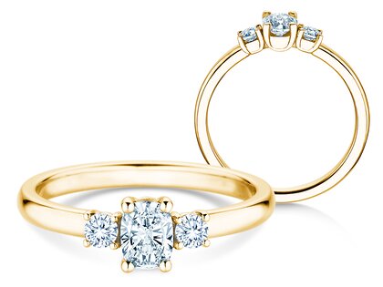 Bague Vivid Petite Oval Cut en 14K or jaune avec diamants 0,50ct G/SI