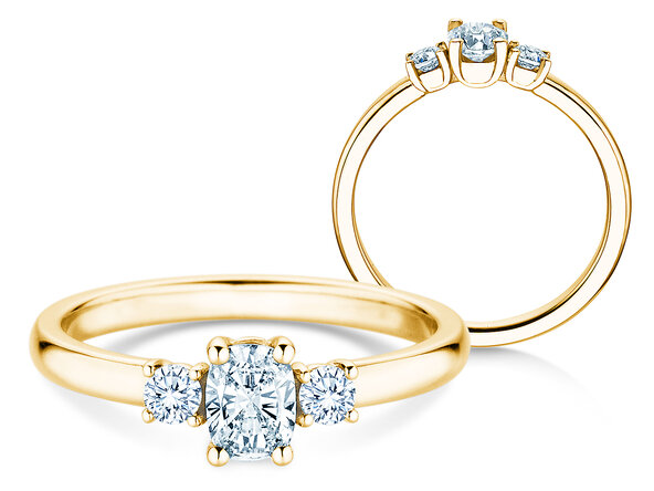 Bague Vivid Petite Oval Cut en 14K or jaune avec diamants 0,50ct G/SI