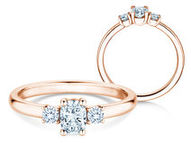 Bague Vivid Petite Oval Cut en 18K or rose avec diamants 0,50ct G/SI