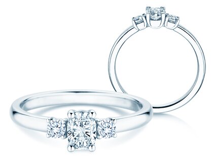 Bague Vivid Petite Oval Cut en 14K or blanc avec diamants 0,50ct G/SI