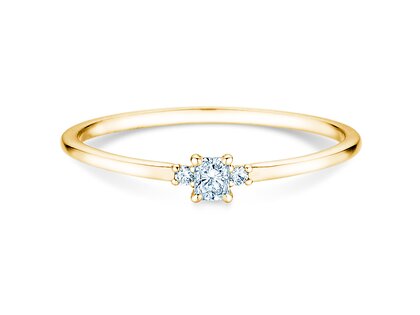 Bague de fiançailles Vivid Petite Radiant Cut en 14K or jaune avec diamants 0,20ct G/SI