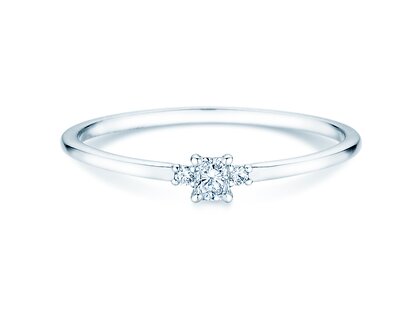 Bague de fiançailles Vivid Petite Radiant Cut en platine 950/- avec diamants 0,10ct G/SI