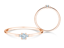 Bague de fiançailles Vivid Petite Radiant Cut en 14K or rose avec diamants 0,10ct G/SI
