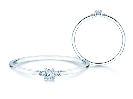Bague de fiançailles Vivid Petite Radiant Cut en 14K or blanc avec diamants 0,10ct G/SI