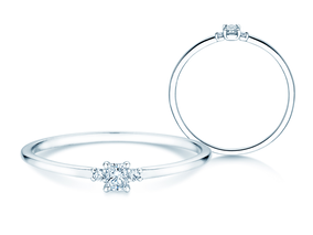Bague de fiançailles  en 9K or blanc avec diamants 0,20ct G/SI