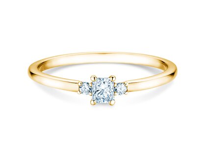 Bague de fiançailles  en 9K or jaune avec diamants 0,31ct G/SI