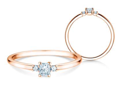 Bague de fiançailles  en 9K or rose avec diamants 0,31ct G/SI