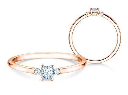Bague de fiançailles Vivid Petite Radiant Cut en or rose