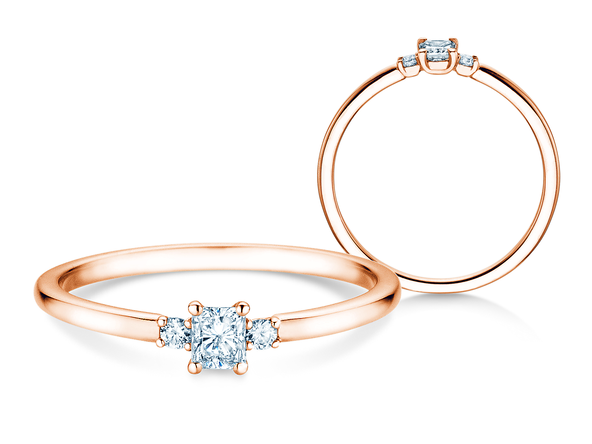 Bague de fiançailles  en 9K or rose avec diamants 0,31ct G/SI