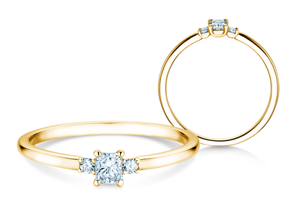 Bague de fiançailles  en 9K or jaune avec diamants 0,31ct G/SI