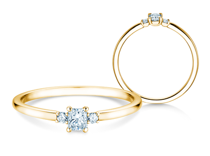 Bague de fiançailles Vivid Petite Radiant Cut en or jaune