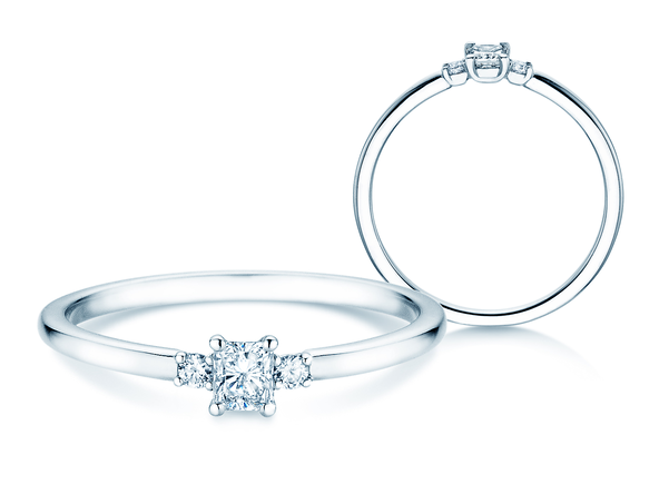 Bague de fiançailles Vivid Petite Radiant Cut en platine
