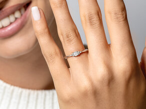 Bague de fiançailles Vivid Diamond en 9K or rose avec diamants 0,21ct G/SI