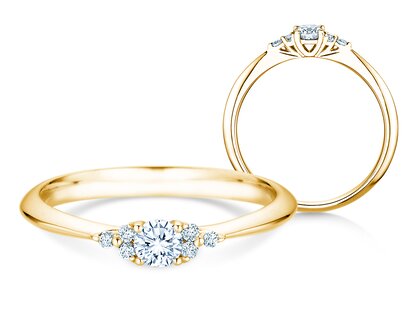 Bague de fiançailles Vivid Diamond en 9K or jaune avec diamants 0,21ct G/SI