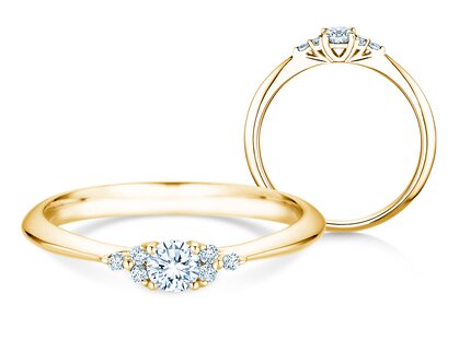 Bague de fiançailles Vivid Diamond en 14K or jaune avec diamants 0,21ct G/SI