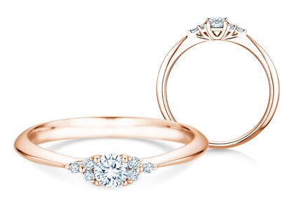 Bague de fiançailles Vivid Diamond en 9K or rose avec diamants 0,21ct G/SI