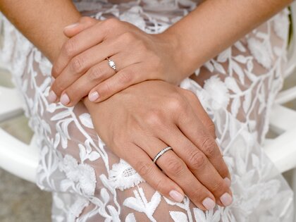 Bague de fiançailles Vivid Diamond en 9K or blanc avec diamants 0,21ct G/SI