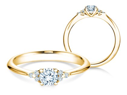 Bague de fiançailles Vivid Diamond en 18K or jaune avec diamants 0,43ct G/SI
