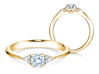 Bague de fiançailles Vivid Diamond en 14K or jaune avec diamants 0,43ct G/SI