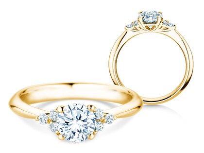 Bague de fiançailles Vivid Diamond en 9K or jaune avec diamants 1,18ct G/SI