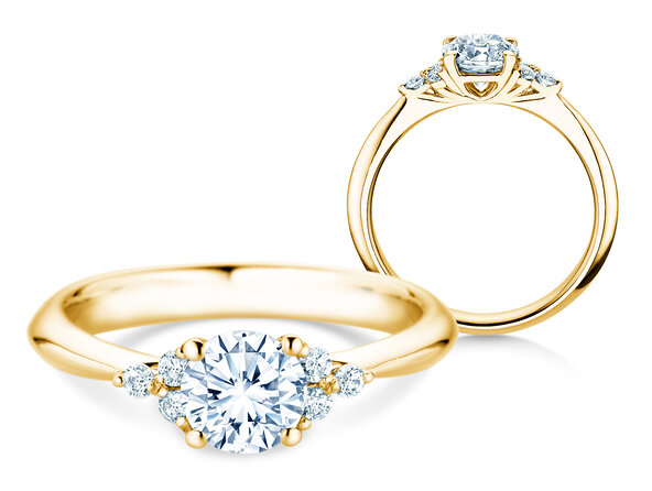 Bague de fiançailles Vivid Diamond en 9K or jaune avec diamants 1,18ct G/SI