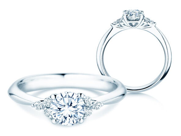 Bague de fiançailles Vivid Diamond en 9K or blanc avec diamants 1,18ct G/SI