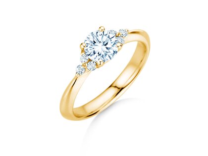 Bague de fiançailles Vivid Diamond en 9K or jaune avec diamants 1,18ct G/SI