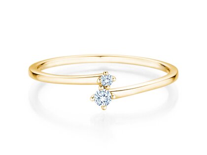 Bague de fiançailles You & Me Classic en 14K or jaune avec diamants 0,065ct G/SI