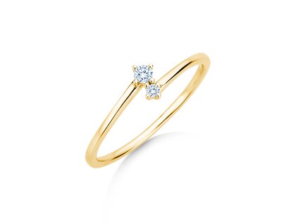 Bague de fiançailles You & Me Classic en 14K or jaune avec diamants 0,065ct G/SI
