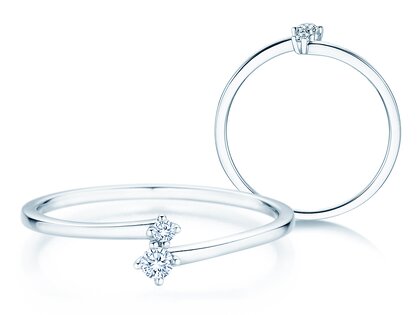 Bague de fiançailles You & Me Classic en 14K or blanc avec diamants 0,065ct G/SI