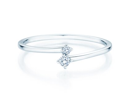 Bague de fiançailles You & Me Classic en 14K or blanc avec diamants 0,065ct G/SI