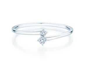 Bague de fiançailles You & Me Classic en 14K or blanc avec diamants 0,065ct G/SI