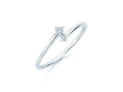 Bague de fiançailles You & Me Classic en 14K or blanc avec diamants 0,065ct G/SI