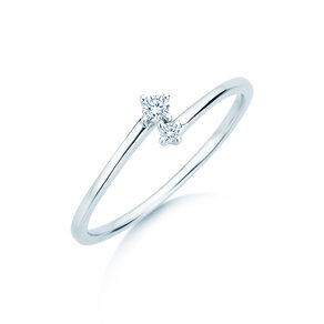 Bague de fiançailles You & Me Classic en 14K or blanc avec diamants 0,065ct G/SI
