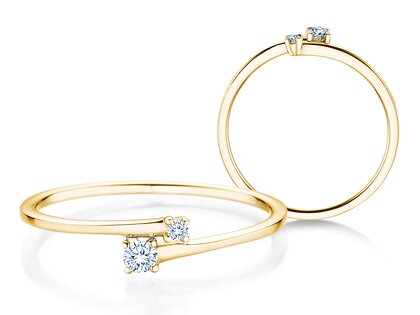 Bague de fiançailles You & Me Modern en 14K or jaune avec diamants 0,07ct G/SI