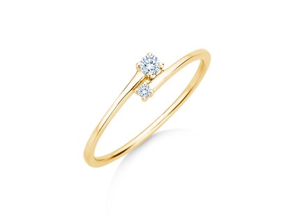 Bague de fiançailles You & Me Modern en 14K or jaune avec diamants 0,07ct G/SI