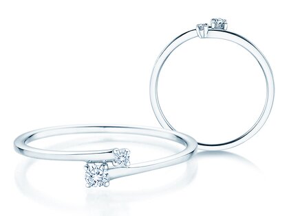 Bague de fiançailles You & Me Modern en 14K or blanc avec diamants 0,07ct G/SI