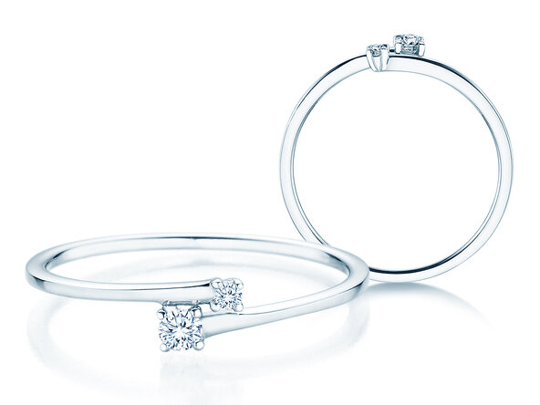 Bague de fiançailles You & Me Modern en 14K or blanc avec diamants 0,07ct G/SI