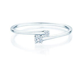 Bague de fiançailles You & Me Modern en 14K or blanc avec diamants 0,07ct G/SI