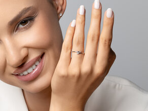 Bague de fiançailles You & Me Modern en 14K or jaune avec diamants 0,07ct G/SI