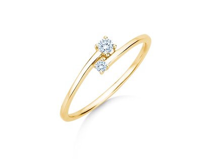 Bague de fiançailles You & Me Modern en 14K or jaune avec diamants 0,11ct G/SI