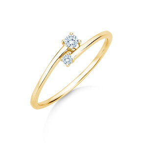 Bague de fiançailles You & Me Modern en 14K or jaune avec diamants 0,11ct G/SI
