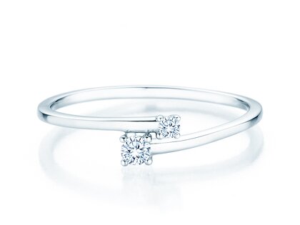 Bague de fiançailles You & Me Modern en 14K or blanc avec diamants 0,11ct G/SI