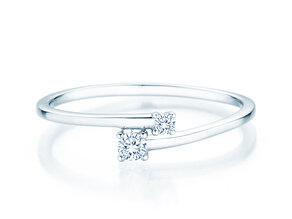 Bague de fiançailles You & Me Modern en 14K or blanc avec diamants 0,11ct G/SI