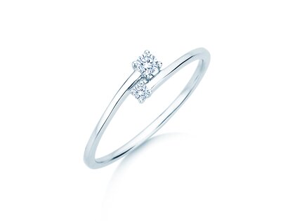 Bague de fiançailles You & Me Modern en 14K or blanc avec diamants 0,11ct G/SI