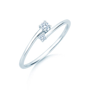 Bague de fiançailles You & Me Modern en 14K or blanc avec diamants 0,11ct G/SI