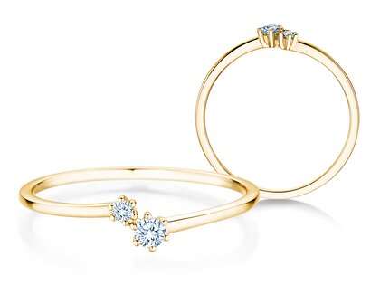 Bague de fiançailles You & Me Soft en 14K or jaune avec diamants 0,09ct G/SI