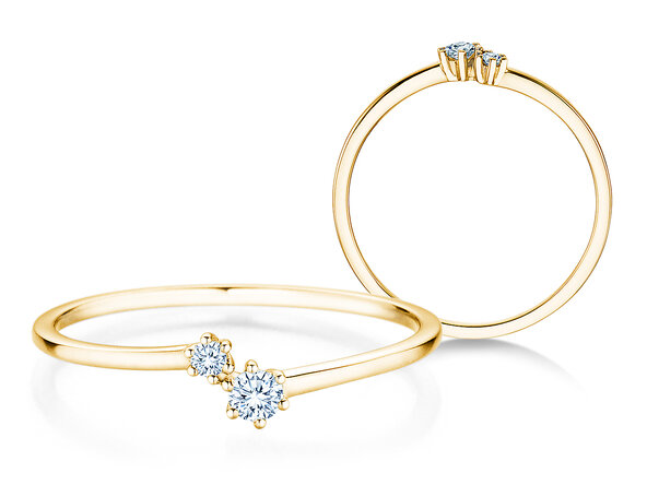 Bague de fiançailles You & Me Soft en 14K or jaune avec diamants 0,09ct G/SI