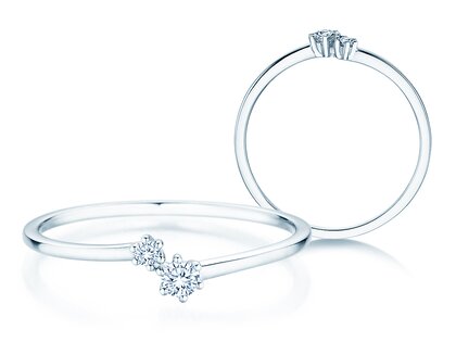 Bague de fiançailles You & Me Soft en 14K or blanc avec diamants 0,09ct G/SI