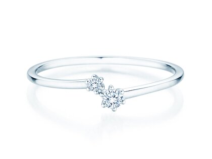 Bague de fiançailles You & Me Soft en 14K or blanc avec diamants 0,09ct G/SI